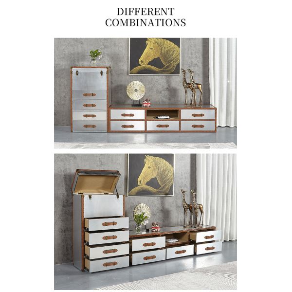 Nidea #317 Aviator Retro Industrial Loft Style Vintage TV Stand Cabinet for Living Room Villas Unit