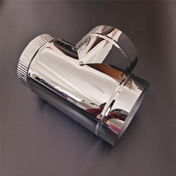Twin Wall Stove Chimney Pipe 90 Degree Tee With Ceramic Fibers Insulation