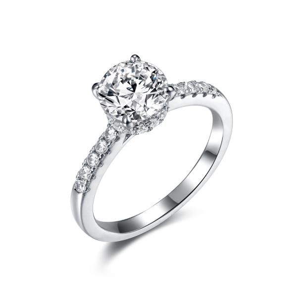 5.5mm Moissanite Round Bezel Set Engagement Ring AAA Grade 925 Sterling Silver