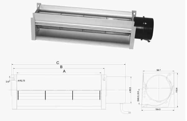 AC Fridge Cross Flow Cooling Tangential Fan For Refrigerator With Cast Iron Frame