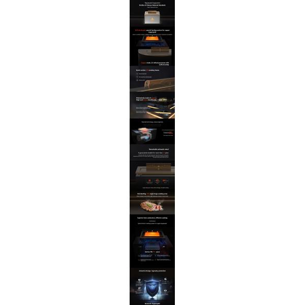 Fan-shaped Copper Teppanyaki Table 2300x900x800mm Electric Heating