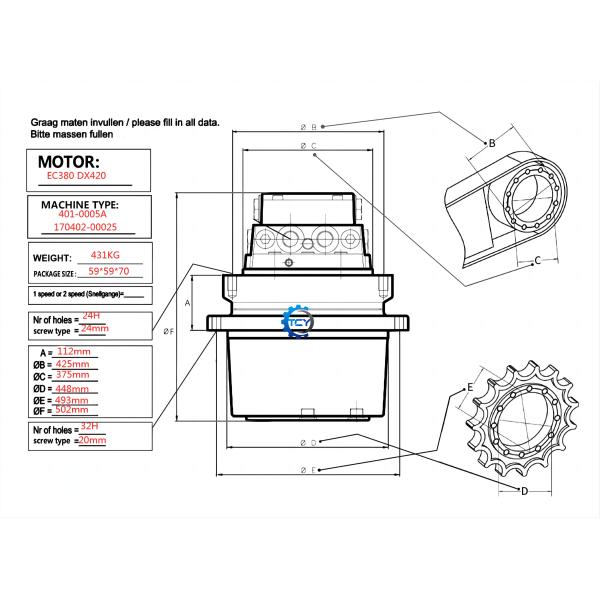 61016281 TM60 TM70 Travel Motor Gearbox Final Drive For Sy365 Sy365pro Sy375 Sany Excavator