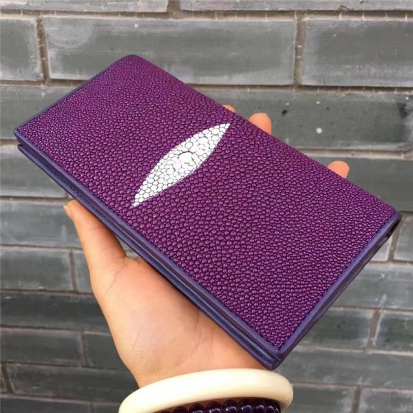 Unisex Style Authentic Stingray Skin Women Men Slim Bifold Wallet Card Bag Genuine Leather Female Male Thin Clutch Purse