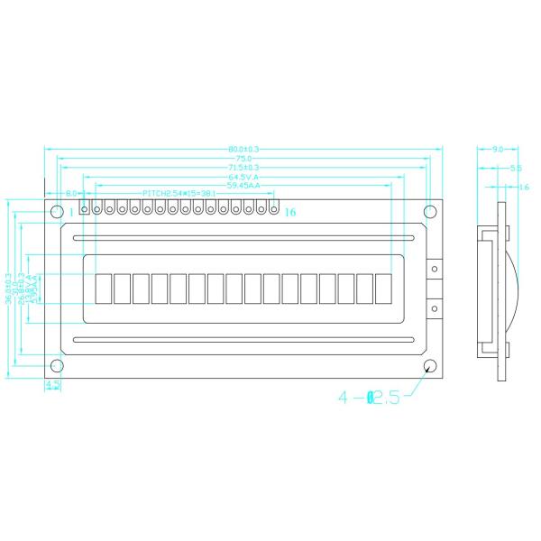 Подгоняйте Transmissive модуль дисплея Lcd характера 1601 микро-