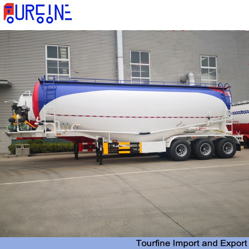 Three Axle 45 CBM Pneumatic Cement Tank Trailer For Bulk Powder Transport