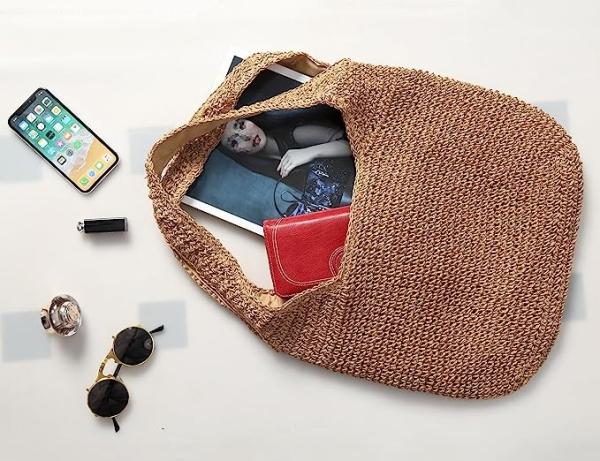 Woven Tote Bag for Women Large Straw Bags Summer Beach Hand-woven Shoulder Bag Boho Rattan Handbag