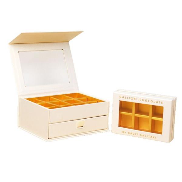 Custom 9/12 Grid Luxury Chocolate Gift Box with Mirror Lid Storage Drawer Premium Bakery Packaging for Pastries Bread Sweets​