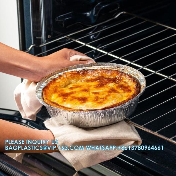 10'' Inch Round Tin Foil Pans Disposable Aluminum, Extra Deep Freezer & Oven Safe - For Baking, Cooking, Storage