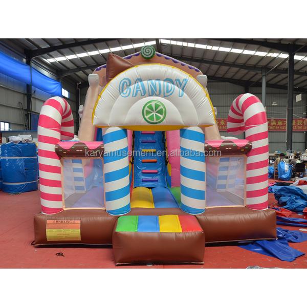 Indoor 26ft 2-lane Commercial PVC Candy Inflatable Bounce House with Arched Door and Blower