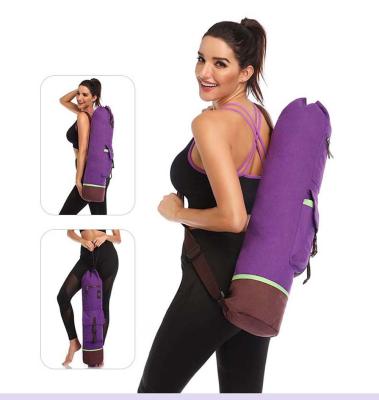 Large Capacity Yoga Mat Carry Bag Carrier Durable Canvas Cotton Yoga Pilates Backpack