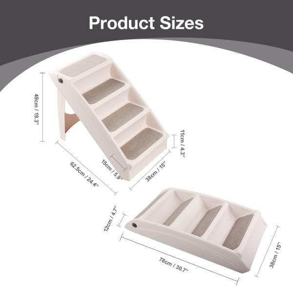 4 пандуса собаки раздела складных пластиковых 43x14x80cm высокое кровати выскальзывание не