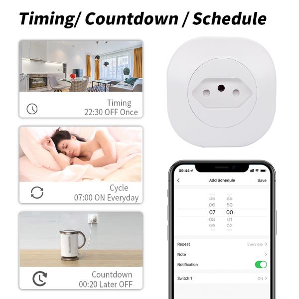 Tuya WIFI Smart Socket Power Outlet Brazil Standard Smart Floor Socket 16A 220V 127V 50Hz