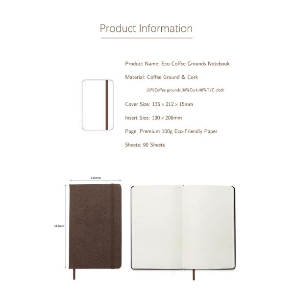 Sustainable Office Essential Coffee Ground Notebook With Embossing Logo