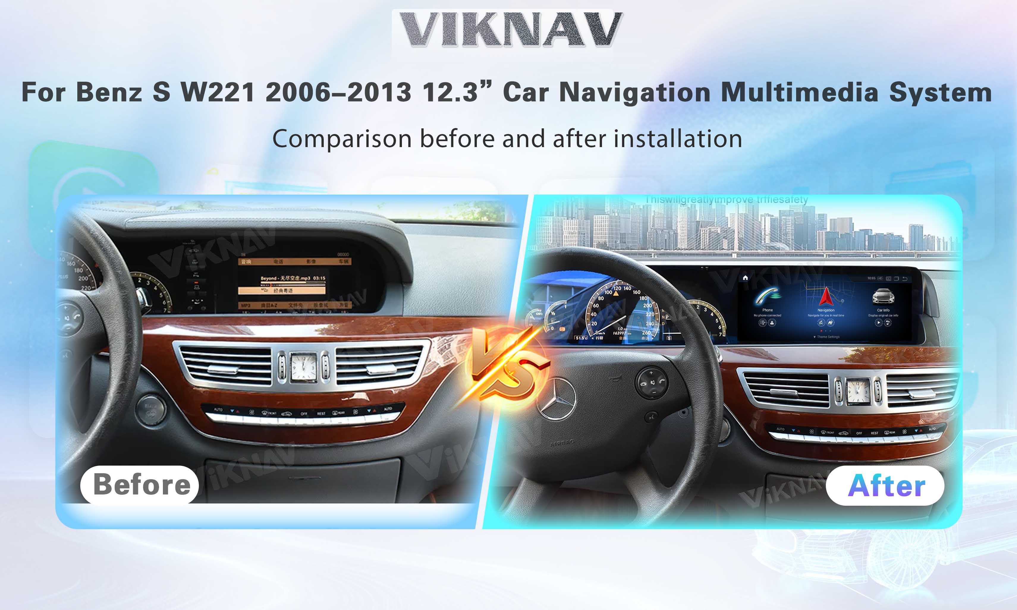 12.3 дюймовый Mercedes Android Screen Слуховой аппарат Сенсорный экран для Benz S Class 2006-2013