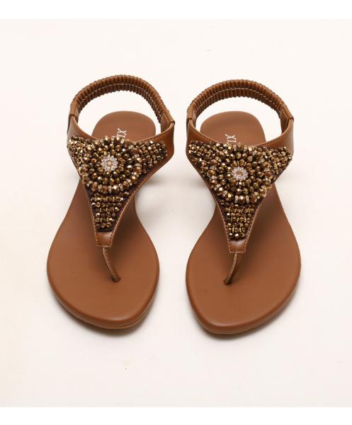 BS119 Sandals Female Slope Heel New Summer Flip Flops Rhinestone Fairy Style Simple Seaside Vacation Roman Shoes W