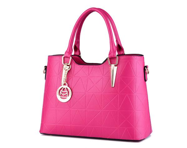 Classical Type Medium Soft Leather Tote Bag Pink Color With Metal Zipper
