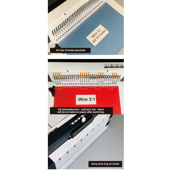 Máquina de perfurar de ligação de livros de fio de duplo laço 34 buracos