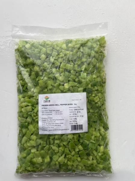 Vibrant Green Bulk Frozen Vegetables 10x10mm IQF Diced Bell Pepper Colour Lock