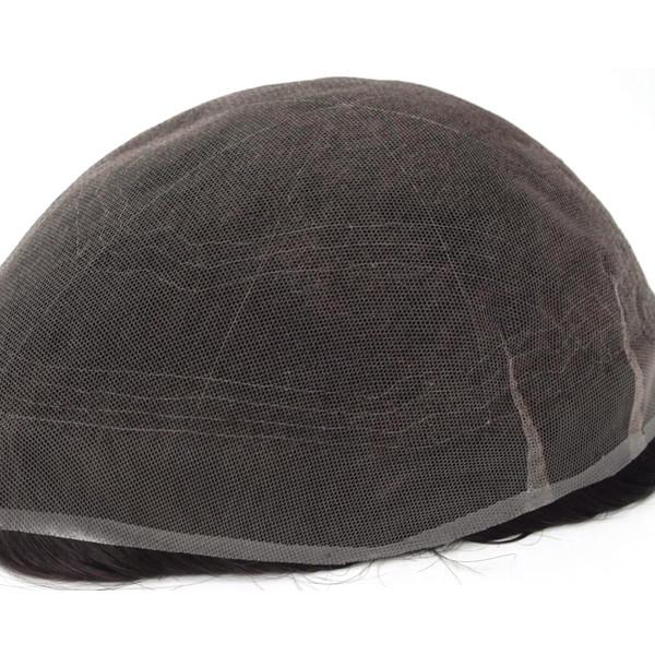Postiches en stock à noeud unique, postiches pour hommes avec ligne de cheveux naturelle