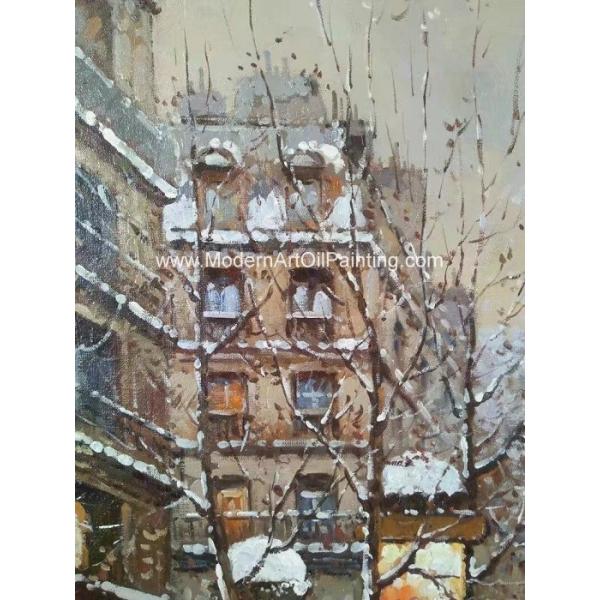 Framed Paris Oil Painting , Impressionist Landscape Paintings Thick Oil On Canvas