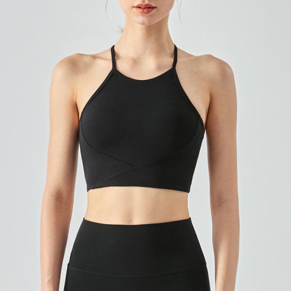 High Collar Yoga Vest Sling Fitness Strap Womens Sports Bra Shockproof Female Workout Clothing