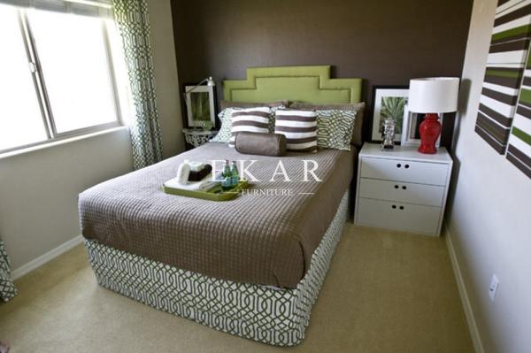 Simple Design Solid Wood Upholstery Headboard Wooden Bed
