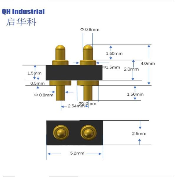 2Pin 2.54mm Pitch Portugal Ce Standard Telecom Connector Magnetic Cable Connector Magnetic spring loaded pin Connector