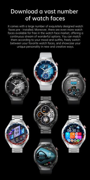 HW95 Smart Watch IP68 1.53inch Sport Watch for Men ECG PPG Fitness Tracker Heart Rate Wristband Round Smart Bracelet