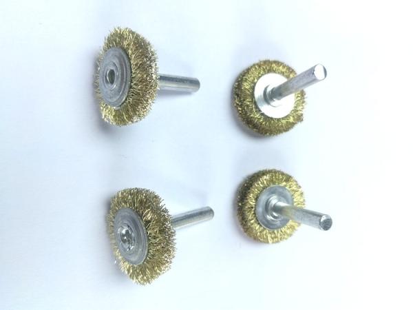 Hot Selling 32mm Diameter Brass Wire Mounted Wheel Wire Brush with 6mm Shank