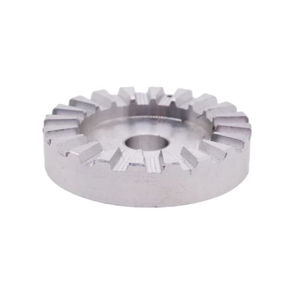 Custom CNC Turned Aluminum Disc Gear With Peripheral Teeth Central Rectangular Mount