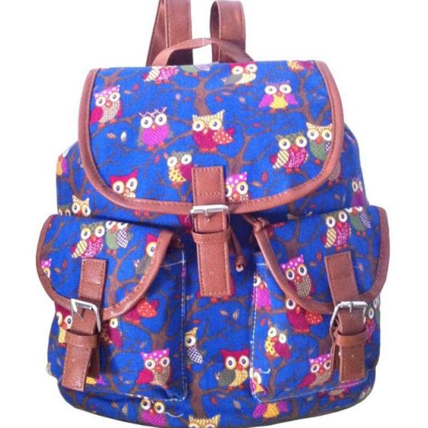 European and American style owl pattern casual fashion lady shoulder rucksack