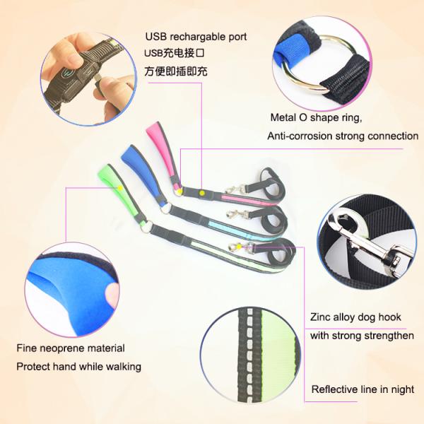 Pet Accessories LED Dog Collar , Night Safety  Light Up Flashing LED Pet Dog Leash
