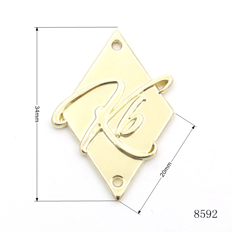 None Rusty Garment Leather Bag Design Metal Label Gold Plated Custom Metal Embossed Logo Plate with Sewing Holes