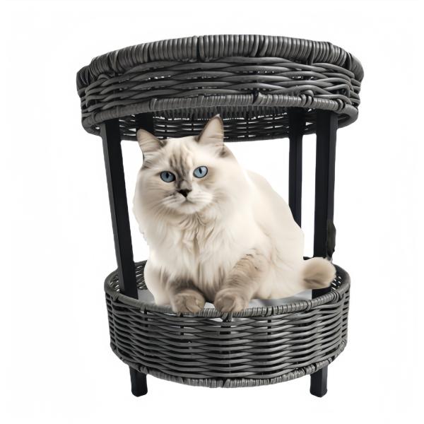 Artificial Hand Woven Rattan Cozy Pet Kitty House Waterproof Breathable Cat Bed Condo House