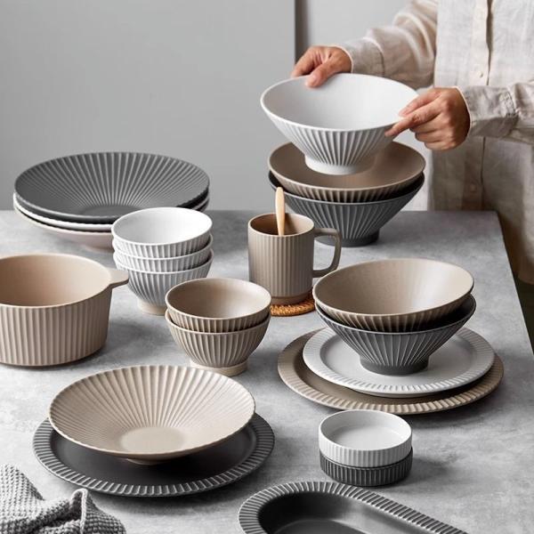 Nordic Relief Ceramic Dinnerware Set Clear Salad Bowl Cups Bowls Saucers Plates