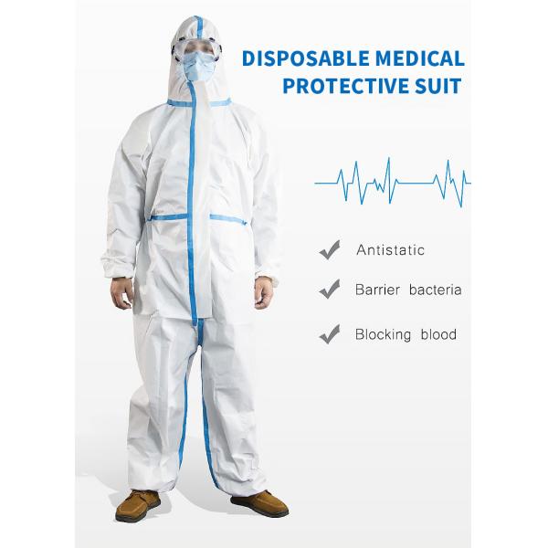 Влага костюма Coverall устранимого Coverall УПРАВЛЕНИЯ ПО САНИТАРНОМУ НАДЗОРУ ЗА КАЧЕСТВОМ ПИЩЕВЫХ ПРОДУКТОВ И МЕДИКАМЕНТОВ EN1186 не сплетенная с капюшоном проницаемая