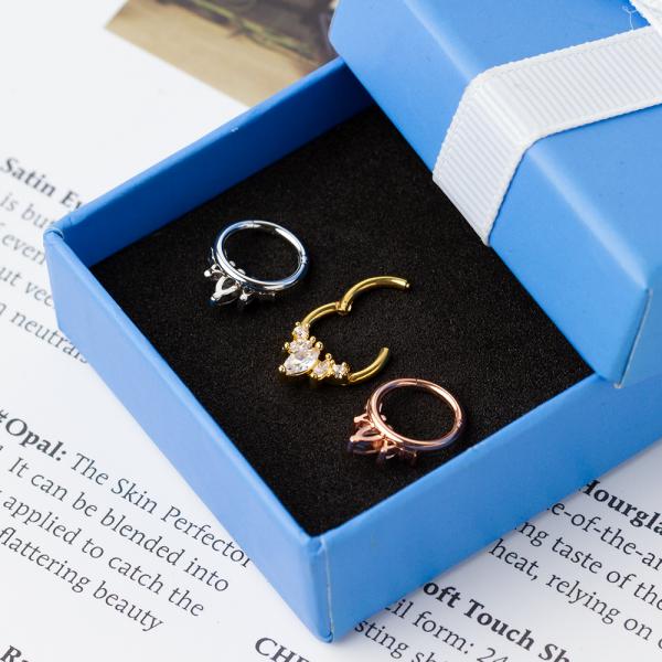 Les femmes piercing du corps en acier inoxydable bijoux Zircon septum clicker Hoop ODM