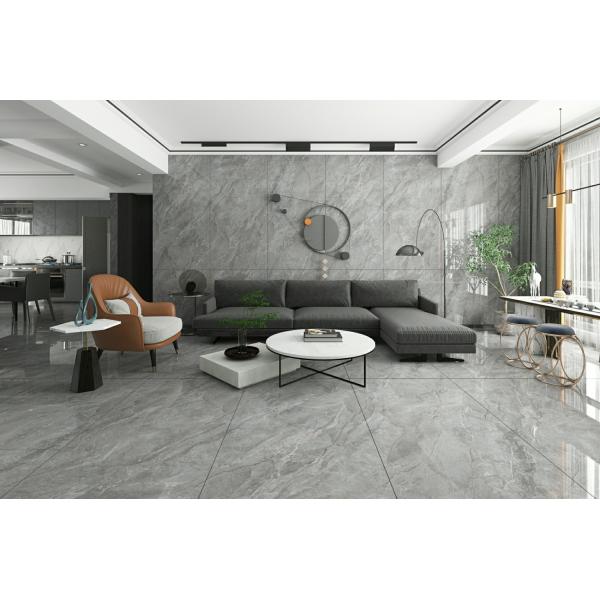 Carreaux de porcelaine glacée gris polie 900x1800x9mm pour murs intérieurs