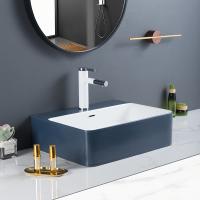 Fácil instale la encimera que el fregadero del cuarto de baño pulió el lavabo de mano rectangular azul superficial