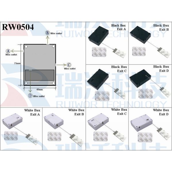RW0504 Cuboid Anti Theft Pull Box With 45X19mm Rectangular Sticky Metal Plate Used In Supermarkets Security Retail Display