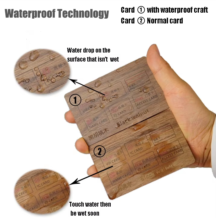 Custom RFID NFC Printed Wooden & Bamboo Card Cr80 Blank Waterproof Access Control ID Key Card RFID Card For Hotel