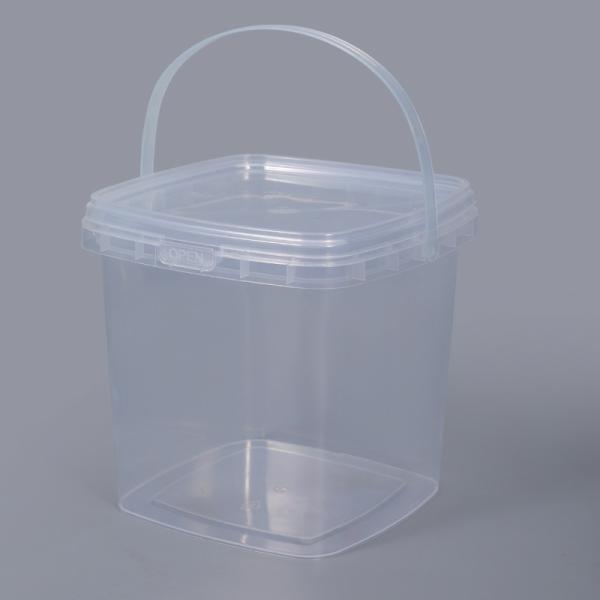 Transparent Mini Food Bucket PP Material 280ml Square Plastic Pail for Milk Storage