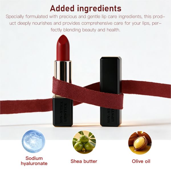 Own-brand Velvet Non-stick Black Matte Unisex Lipstick in a Gold Tube Customize Your logo with Vegan Nude Moisturizing Lipstick