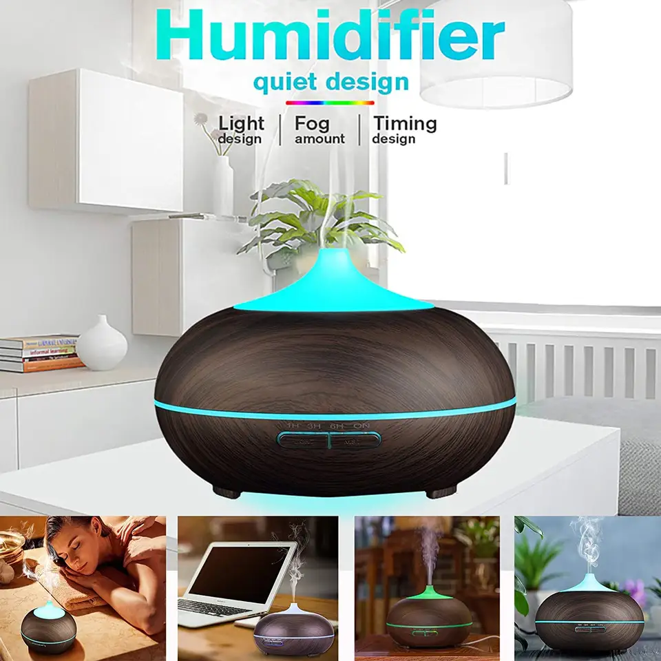 Unique Products 300ml Light Wood Oil Diffuser Innogear Essential Oil Diffuser Aroma Diffuser with Color LED Lights Changing