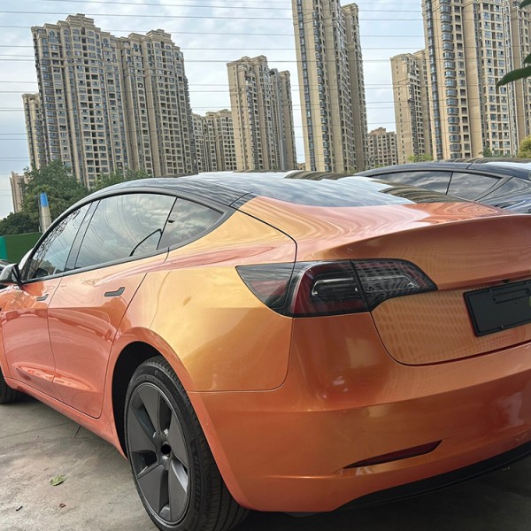 Matte Diamond Gold Orange Reflective Car Stickers Car Interior Vinyl Wrap Vehicle Wraps Vinyl Flim Roll Pvc Car Stickers