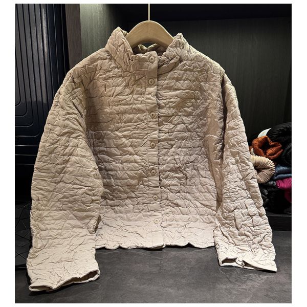 New Winter Single-Breasted Quilted Coat Versatile Slimming Warm Top Stand-Up Collar Long Designed Vintage Simple Solid Color