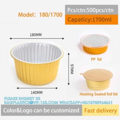 180mm Diameter 1700ml Restaurant Wholesale Disposable Food Baking Pan Tray Aluminum Food Foil Containers With Lid