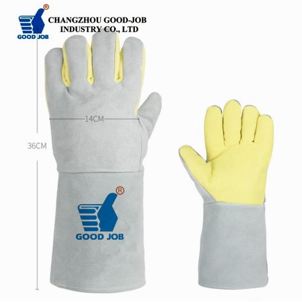Cow Leather Aramid Fiber Gloves 500℃ Heat Resistant High Temperature Operating