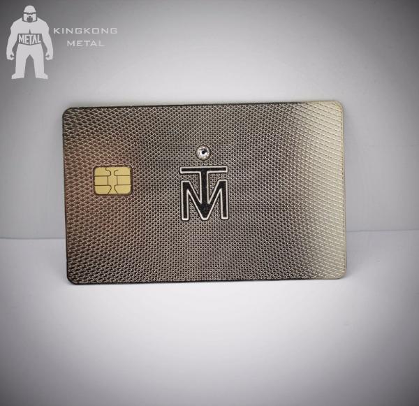 Laser Cut Gold Silver Metal Membership Card with Ic Contact Chip Diamond Inlay