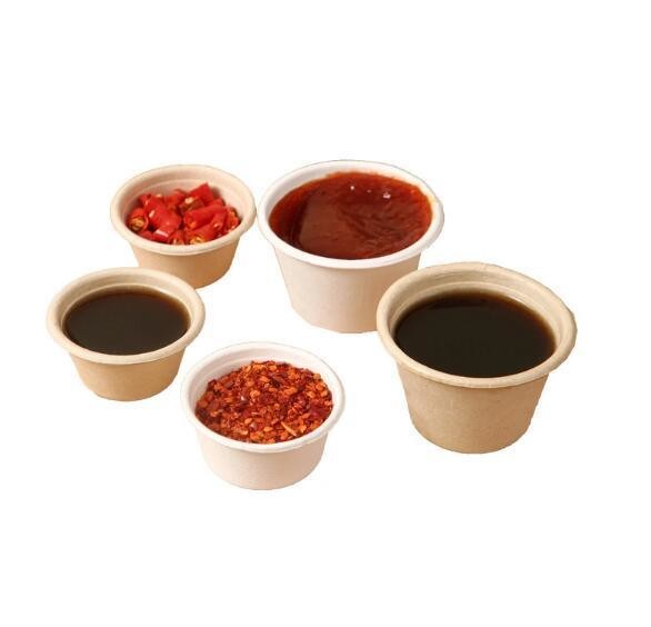 1oz Degradable Eco Friendly Sauce Cup Made from Sugarcane Pulp and Straw Pulp for OEM